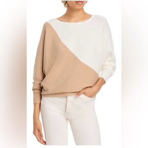T Tahari Colorblock Dolman Sleeve Sweater in Cream/Tan Size Small NWT